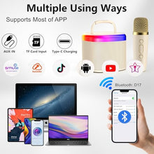 Load image into Gallery viewer, HWWR Mini Karaoke Machine for Kids, Mini Bluetooth Speaker with 2 Wireless Microphones for Kids Singing Home Party, 2025 Popular Birthday Gifts Toys for Girls Boys Age 3-12+