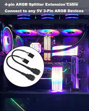 Load image into Gallery viewer, COMeap 4 Pin RGB Adapter for Corsair Commander Pro, RGB Hub, Commander Core XT and Lighting Node Pro, 4pin RGB Splitter Sleeved Cable, Connect to 5V 3-Pin ARGB Devices 7-in (Pack of 2