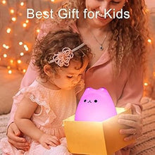 Load image into Gallery viewer, ZKLiLi Cute Cat Lamp, Night Light for Girls Bedroom, Kitty Lamp Birthday Gifts for Kids Baby Toddler Teen Portable Silicone Kawaii Nightlight Nursery Room Decor (Battery Cat)