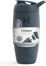Load image into Gallery viewer, Promixx Pursuit Shaker Bottle Insulated Stainless Steel Water Bottle and Blender Cup, 18oz, Midnight Blue