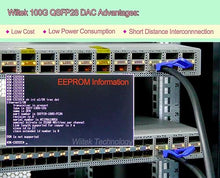 Load image into Gallery viewer, Wiitek 100GbE QSFP28 DAC Twinax Cable, 0.5 Meter 100GBASE-CR QSFP28 to QSFP28 Passive Copper Cable, Compatible for Cisco QSFP-100G-CU0.5M, Ubiquiti, Mikrotik, Netgear, Supermicro, Open Source Switches