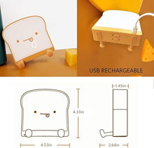 Load image into Gallery viewer, QANYI Cute Night Light Toast Bread LED Night lamp with Rechargeable, Portable Bedroom Bedside Bed lamp Christmas Gifts Ideas for Tween Teenage Teenager Teens Girls Boys Women