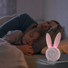 Load image into Gallery viewer, Kids Bunny Alarm Clock with Night Light 6 Ringtones, Cute Touch Control and Rechargeable Snooze Clock for Children Girls Bedroom