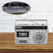 Load image into Gallery viewer, HANNLOMAX HX-601K Portable AM/FM Radio Cassette Recorder with Bluetooth, Records from Built-in Mic or Radio, Headphone Jack, AC/DC Operation. (Silver)