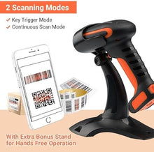 Load image into Gallery viewer, Tera Pro (Extreme Performance) Industrial Wireless Barcode Scanner 2D QR 1D Bar Code Reader 2.4G Wireless 2500mAh Compatible with Bluetooth Drop Resistant for Windows Mac Android iOS Model 8100 Orange