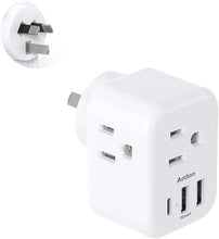 Load image into Gallery viewer, Australia New Zealand Power Plug Adapter, Australia Travel Adapter with 3 American Outlets 3 USB Charging Ports (1 USB C), Type I Plug Adapter for US to Australia, Argentina, China