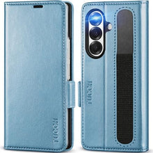 Load image into Gallery viewer, TUCCH Case for Galaxy Z Fold7, Stand RFID Blocking 4 Card Holders Wallet Folio, PU Leather Protective Magnetic PC Shell Compatible with Galaxy ZFold 7 (8.0") 2025, Pearly Light Blue