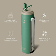Load image into Gallery viewer, BOTTLE BOTTLE Stainless Steel Water Bottle with Straw Lid and Handle 32 oz Vacuum Insulated Water Bottle for Sports Travel Gym Hiking, Leak-Proof Wide Mouth Water Bottles for Men,forests