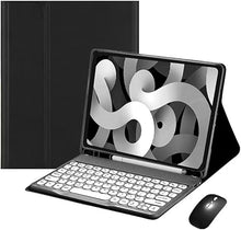 Load image into Gallery viewer, HENGHUI Keyboard Mouse for Galaxy Tab S9 FE 10.9 inch/Tab S9 11" / Tab S8 11" / Tab S7 11" Keyboard Case with Mouse Cute Round Key Color Keyboard Wireless Detachable BT Keyboard Cover (Black)