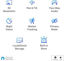 Load image into Gallery viewer, TP-Link Tapo 2K Pan Tilt Security Camera for Baby Monitor, Dog Camera w/Motion Detection, 2-Way Audio Siren, Night Vision, Cloud &SD Card Storage (Up to 256 GB), Works with Alexa & Google Home (C210)