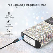 Load image into Gallery viewer, Professional Rechargeable Nail Drill Machine, Lavinda Diamond 35000RPM Electric Nail File Cordless Portable Nail Drill with Coreless Motor for Acrylic Nails, Manicure Pedicure Tool, Crystal Diamond
