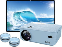 Load image into Gallery viewer, Core Innovations Home Theater Bundle with Projector, 120" Screen, and Two Mini Bluetooth Wireless Bone Conduction Instant Speakers, Sea Blue