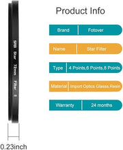 Load image into Gallery viewer, 49mm Star Filter 3 Pieces Starburst Lens Filter(4 Points,6 Points,8 Points) with Centre Pinch Lens Cap for Nikon Sony Olympus and Other DSLR Cameras + 3 Slot Filter Pouch