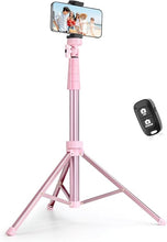 Load image into Gallery viewer, SENSYNE 72" Phone Tripod & Selfie Stick, Extendable Cell Phone Tripod Stand with Wireless Remote and Phone Holder, Compatible with iPhone Android Phone, Camera, Pink