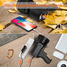 Load image into Gallery viewer, BUYSIGHT Rechargeable Spotlight,Spot Lights Hand held Large Flashlight 1000 lumens Handheld Spotlight Lightweight and Super Bright Flashlight (Aluminium_Alloy Black)