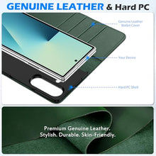 Load image into Gallery viewer, SHIELDON Case for Galaxy Z Fold7 8.0", Genuine Leather Magnetic Wallet Case, RFID Blocking Card Holder Kickstand Shockproof Cover Compatible with Galaxy Z Fold 7 2025 - Midnight Green