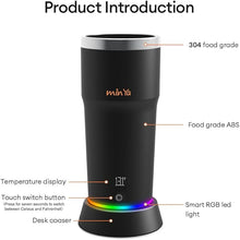 Load image into Gallery viewer, min Ya-Stainless Steel Heating Temperature Control Smart Tumbler, Large Capacity 18 Oz, 4 Adjustable Temperature Settings: 113°F, 122°F, 131°F, 144°F, Heated Coffee Mug with Lid/ 12V 3A