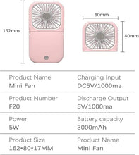 Load image into Gallery viewer, Portable Neck Fan Mini Quiet Handheld Personal Foldable USB Rechargeable Fan Operated for Home Office Outdoor Travel, 3000mAh Power Bank Hands Free Necklace Fans (Green)