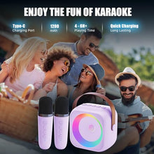 Load image into Gallery viewer, ZERFUN Mini Karaoke Machine Microphone for Kids Adults, Wireless Microphones Rechargeable with Bluetooth Speaker, Toys Gifts Presents for Girls Toddler Birthday Christmas, Purple
