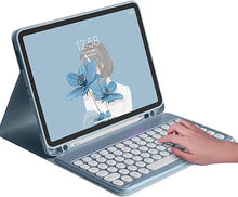 Load image into Gallery viewer, HENGHUI Keyboard Mouse for Galaxy Tab S9 FE 10.9 inch/Tab S9 11" / Tab S8 11" / Tab S7 11" Keyboard Case with Mouse Cute Round Key Color Keyboard Wireless Detachable BT Keyboard Cover (Black)