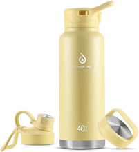 Load image into Gallery viewer, IDEUS Vacuum Insulated Water Bottle, 40 oz Stainless Steel Water Bottles with Straw and Spout Lid, Reusable Metal Water Bottle Leak Proof Gym Water Bottle, BPA-Free(Light Yellow)