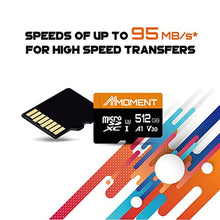 Load image into Gallery viewer, MMOMENT 512GB Micro SDXC Card, A1, V30, UHS-I, U3, Class 10 Compatible, Read Speed Up to 95 MB/s,Write Speed Up to 70MB/s, SD Adapter Included