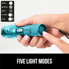 Load image into Gallery viewer, Gorilla Grip Powerful LED 750 FT Water Resistant 5 Adjustable Mode Tactical Flashlight, High Lumens Ultra Bright Zoom Flashlights, Stocking Stuffer Gift, Small Camping Car Mini Flash Light Turquoise