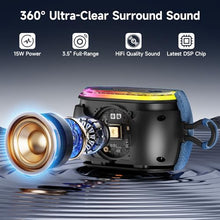 Load image into Gallery viewer, HWWR Portable Bluetooth Speaker, 360° Stereo Sound Loud Wireless Speaker, 24H Playtime, IPX7 Waterproof, Bluetooth 5.3, TWS Pairing, RGB Lights, Portable Speakers for Outdoor Camping Hiking Party