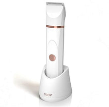Load image into Gallery viewer, OLOV Electric Body Hair Trimmer - Groin Trimmer for Men - Bikini Trimmer Women - Wet/Dry Shaver Groomer, Replaceable Ceramic Blade Heads, USB Recharge Dock, Waterproof Hygiene Razor, White