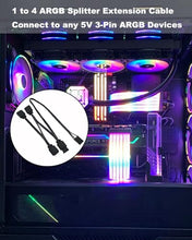 Load image into Gallery viewer, COMeap 4 Pin RGB Adapter for Corsair Commander Core and iCUE Commander CORE XT, 1 to 4 ARGB Splitter Extension Cable Connect to 5V 3-Pin ARGB Devices 19-in