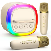 Load image into Gallery viewer, HWWR Mini Karaoke Machine for Kids, Mini Bluetooth Speaker with 2 Wireless Microphones for Kids Singing Home Party, 2025 Popular Birthday Gifts Toys for Girls Boys Age 3-12+