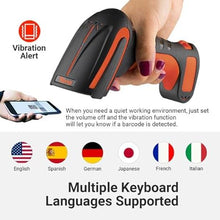 Load image into Gallery viewer, Tera Pro (Extreme Performance) Industrial Wireless Barcode Scanner 2D QR 1D Bar Code Reader 2.4G Wireless 2500mAh Compatible with Bluetooth Drop Resistant for Windows Mac Android iOS Model 8100 Orange