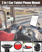 Load image into Gallery viewer, Wukanleng Windshield Car Tablet Holder with Aluminum Arm, Dashboard Tablet Mount with Suction Cup for Truck Car SUV Business Vehicle Fits iPad Pro 13/12.9/Air/Mini, Galaxy Z Fold, 4-13" Devices
