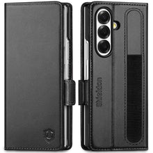 Load image into Gallery viewer, SHIELDON Case for Galaxy Z Fold7 8.0", Genuine Leather Wallet Case, RFID Blocking Card Slot, Kickstand, Magnetic Closure Protective Case Compatible with Galaxy Z Fold 7 2025 - Black