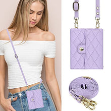 Load image into Gallery viewer, XIMAND for Samsung Galaxy Z Flip 7 Accordion Crossbody Wallet Case, 4 Card Slots, RFID Blocking, and Adjustable Strap - Stylish and Versatile Accessory.(Purple)