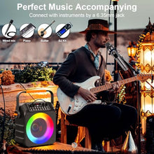 Load image into Gallery viewer, HWWR Karaoke Machine with 2 Wireless Microphones, Portable Karaoke Machine for Adults and Kids, Bluetooth Speaker with Microphone, PA System & LED Lights for Home Singing Outdoor Party, Music Gifts