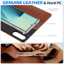 Load image into Gallery viewer, SHIELDON Wallet Case for Galaxy Z Fold7 2025, Genuine Leather Folio Case, Stand Function, RFID Blocking Card Slot Shock-Absorbent Compatible with Galaxy Z Fold 7 8.0" - Retro Brown