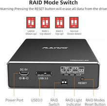Load image into Gallery viewer, MAIWO Dual Bay Hard Drive RAID Enclosure for 2.5 Inch SATA SSD HDD, RAID 0/RAID 1/JBOD/PM, USB 3.0 6Gbps with UASP, 16TB Capacity, External HDD Bay Aluminum