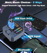 Load image into Gallery viewer, Bluetooth 5.3 Car Adapter with FM Transmitter & 42W PD Fast Charging, Wireless AUX/USB Music Receiver, Hands-Free Calls, Beat Sync LED Lights for Car Stereo, Compatible with All 12V-24V Vehicles