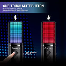 Load image into Gallery viewer, FDUCE Gaming USB Microphone for PC,RGB Condenser Computer Mic with Tripod Stand,Quick Mute,Gain Control,Cardioid Mic for Streaming, Podcast, Twitch, YouTube, PC, Computer, PS5, (M160)