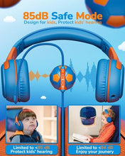 Load image into Gallery viewer, awatrue Kids Headphones Wired Toddler Headphones with Microphone, Over-Ear Headphones, 85/94dB Volume-Limiting, 3.5mm Jack, Foldable On-Ear Design - Safe & Comfortable for Learning & Entertainment