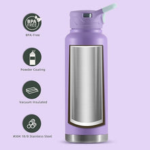 Load image into Gallery viewer, IDEUS Vacuum Insulated Water Bottle, 40 oz Stainless Steel Water Bottles with Straw Spout Lid, Reusable Metal Water Bottle Leak Proof Gym Water Bottle, BPA-Free(Violet)