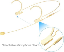 Load image into Gallery viewer, KIMAFUN Headset/Headworn Microphone Professional Earset Over Ear Hanging Condenser Mic Compatible with AKG Wireless System Bodypack Transmitter, Ideal for Performance, Theater, Lecture - Beige D3