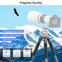 Load image into Gallery viewer, Carbon Fiber Camera Tripod Portable Travel Bowl Tripod Heavy Duty Camera Video Tripod WEYLLAN NX7 10 Layers Carbon Fiber 32.5mm Leg, Compatible with Ball Head & Fluid Head for DSLR Camera, Camcorder
