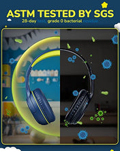 Load image into Gallery viewer, awatrue Kids Headphones for School Toddler Wired with Microphone Plug in Bulk Boys Headset Girls 3+ Year Old Blue Green shareport Phones Teen Volume Control Airplane Two People Childrens Babies