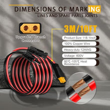 Load image into Gallery viewer, COMeap Solar Panel Cable for Ecoflow 12AWG, Compatible with MC-4 to XT60 Plug Solar Panel Connector Adapter Extension for Portable Power Station Solar Generator RV 10ft(3.3m)