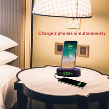Load image into Gallery viewer, HANNLOMAX HX-203Wi PLL FM Radio Alarm Clock with Wireless Charger and 2.4A USB Port for Charging (Purple)