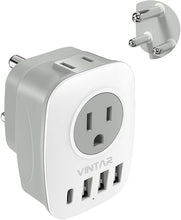 Load image into Gallery viewer, South Africa Power Adapter,VINTAR Type M Plug Adapter with 1 USB C,3 USB Ports and 2 American Outlets,6 in 1 South Africa Travel Plug Adapter for US to South Africa, Botswana, Namibia, Nepal