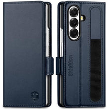 Load image into Gallery viewer, SHIELDON Wallet Case for Galaxy Z Fold7 8.0" 2025, Genuine Leather Folio Z Fold7 Case, Stand Function, RFID Blocking Card Slot Shock-Absorbent Compatible with Galaxy Z Fold 7 - Navy Blue