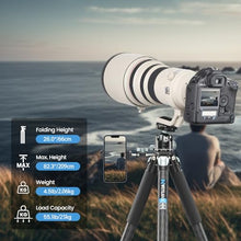 Load image into Gallery viewer, WEYLLAN Heavy Duty Carbon Fiber Tripod for Camera, 10-Layer Tube, DSLR Tripod Ball Head, Max Load 20kg